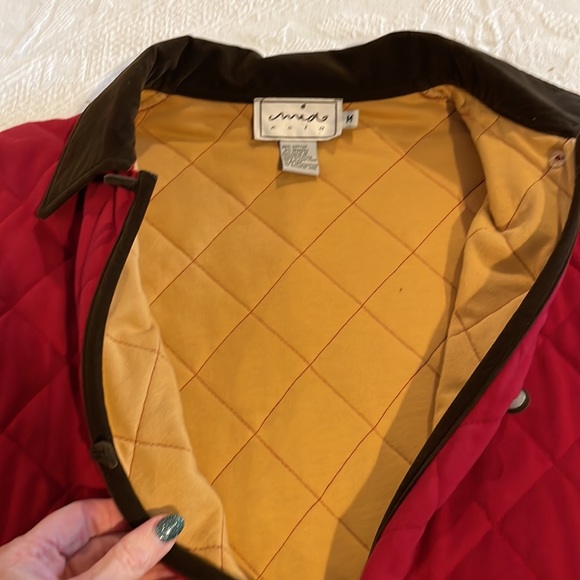 Mia Nola Medium Red Cranberry Jacket Coat cotton blend spandex Quilted - Picture 5 of 11